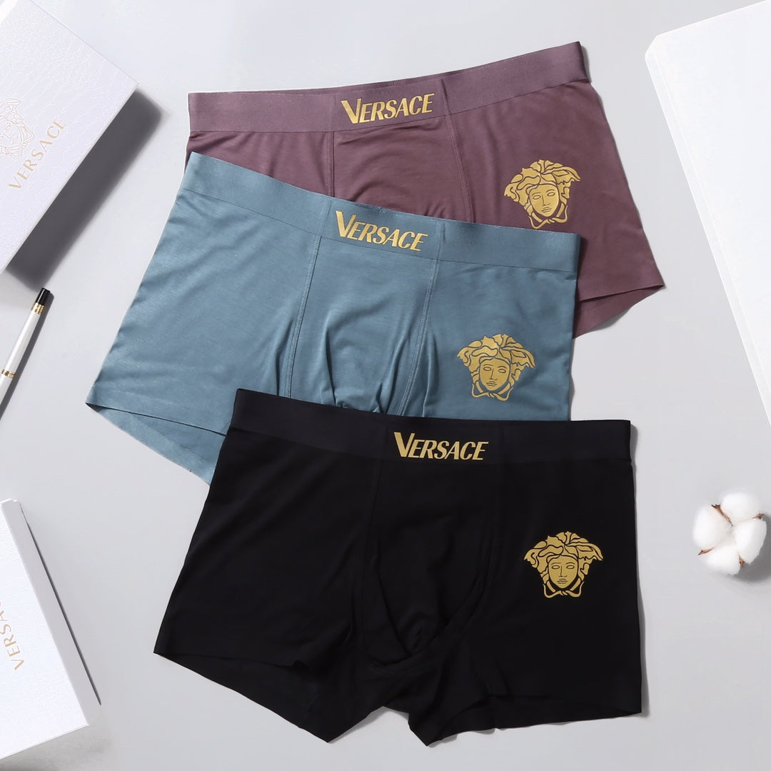 Versace Medallion Details Men's Boxer Briefs - 3-Piece Box