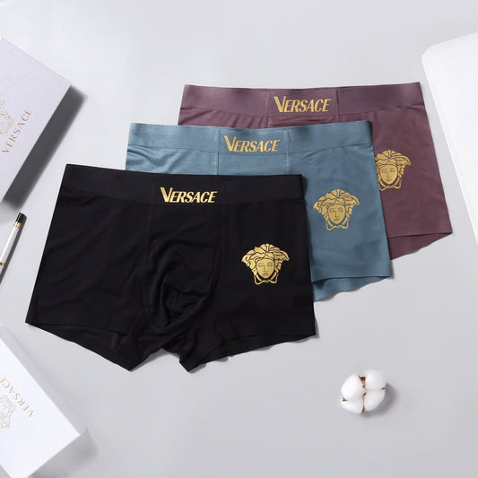 Versace Gold Medallion Details Men's Boxer Briefs - 3-Piece Box