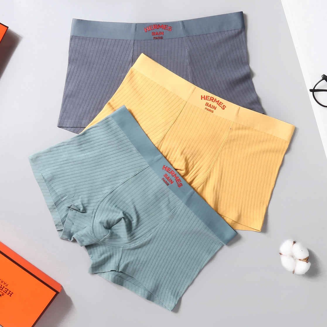 Hermes Cotton Blend Boxer Briefs - 3-Piece Box