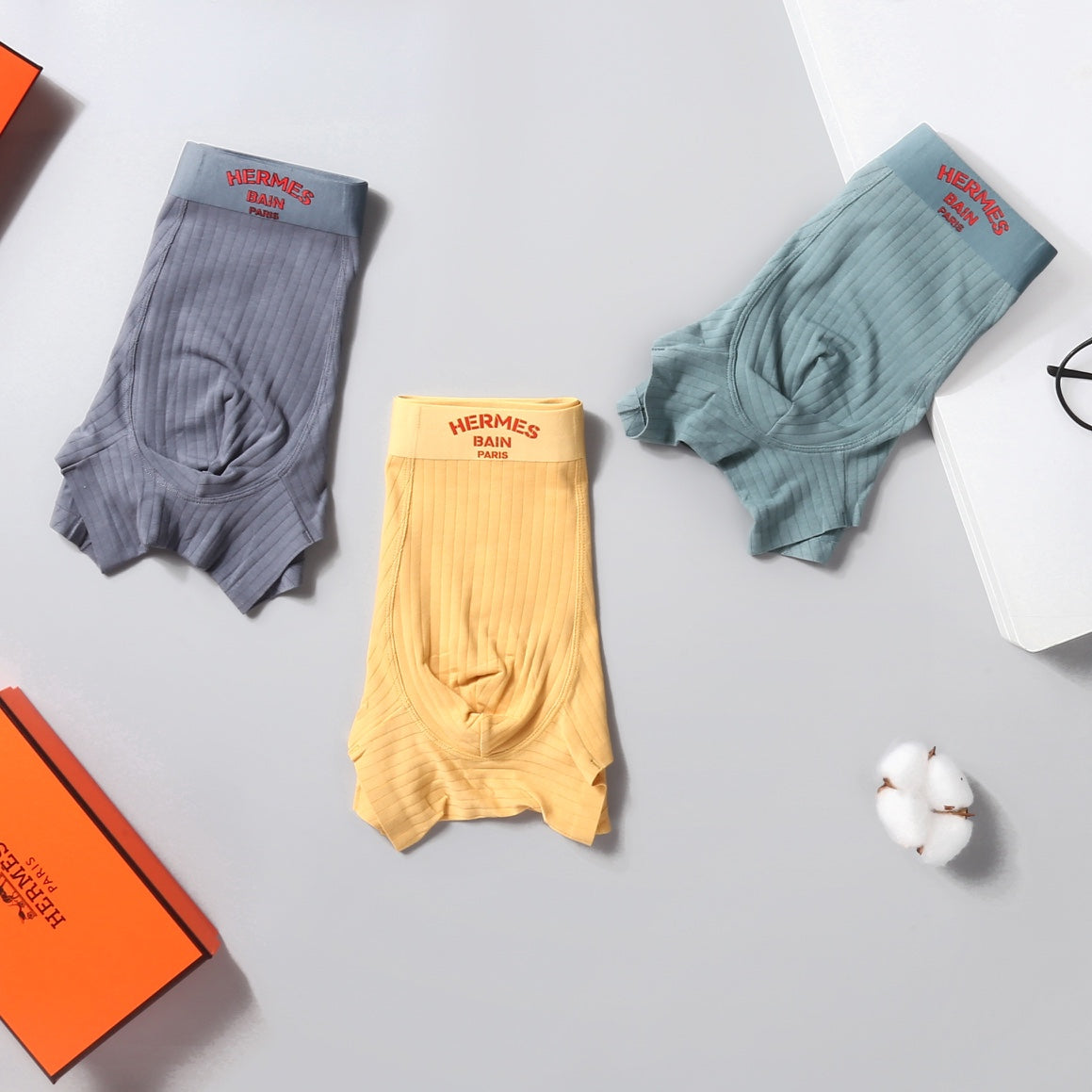 Hermes Cotton Blend Boxer Briefs - 3-Piece Box