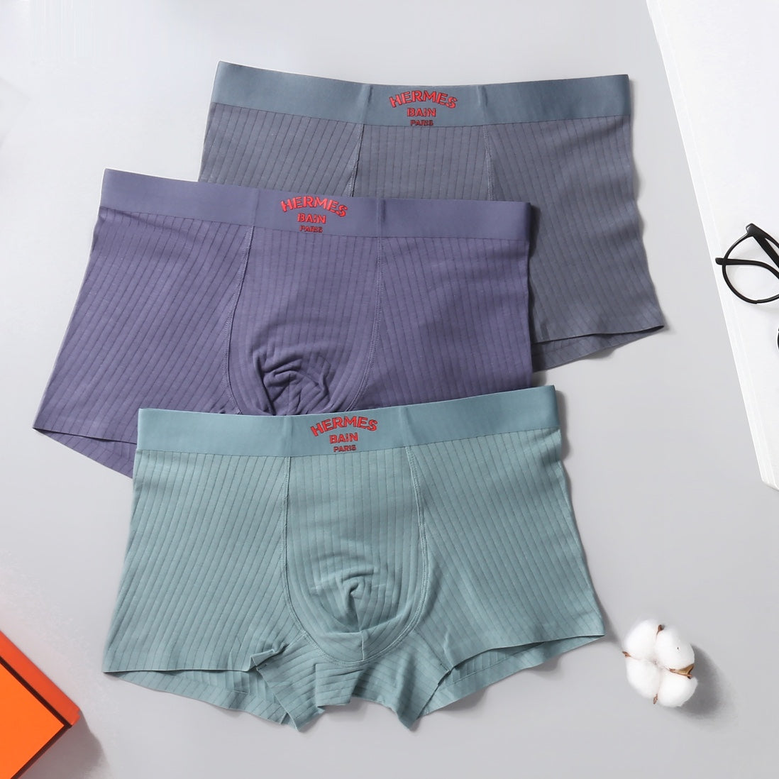 Hermes Cotton Blend Boxer Briefs - 3-Piece Box