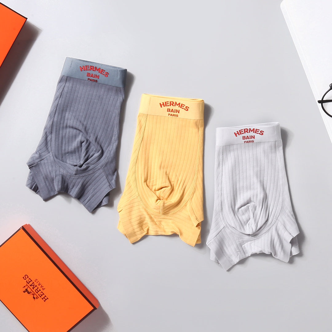 Hermes Cotton Men's Boxer Briefs - 3-Piece Box