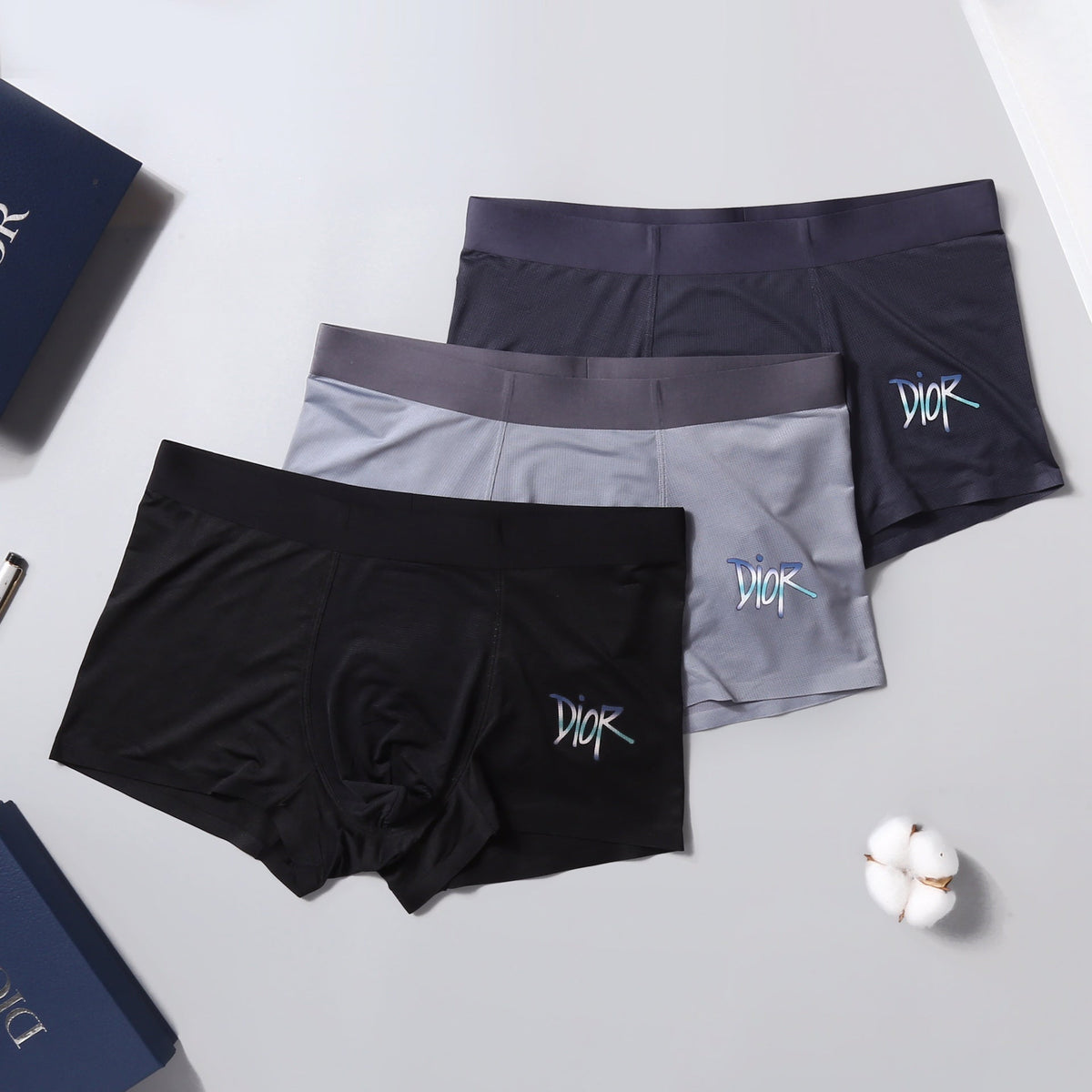 Dior Visible Branded Waistband Or Emblem Details Men's Boxer Briefs - 3-Piece Box