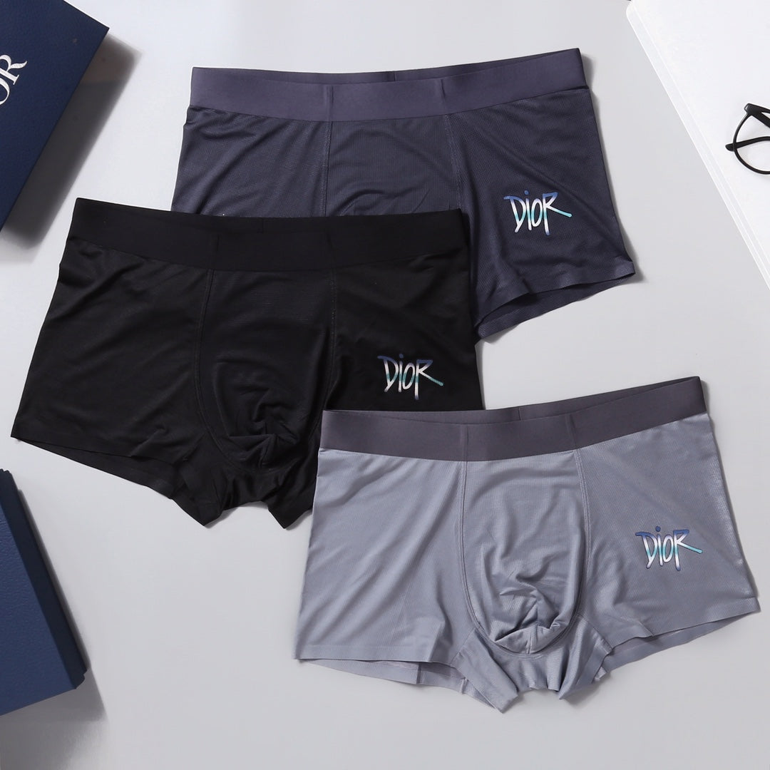 Dior Visible Branded Waistband Or Emblem Details Men's Boxer Briefs - 3-Piece Box
