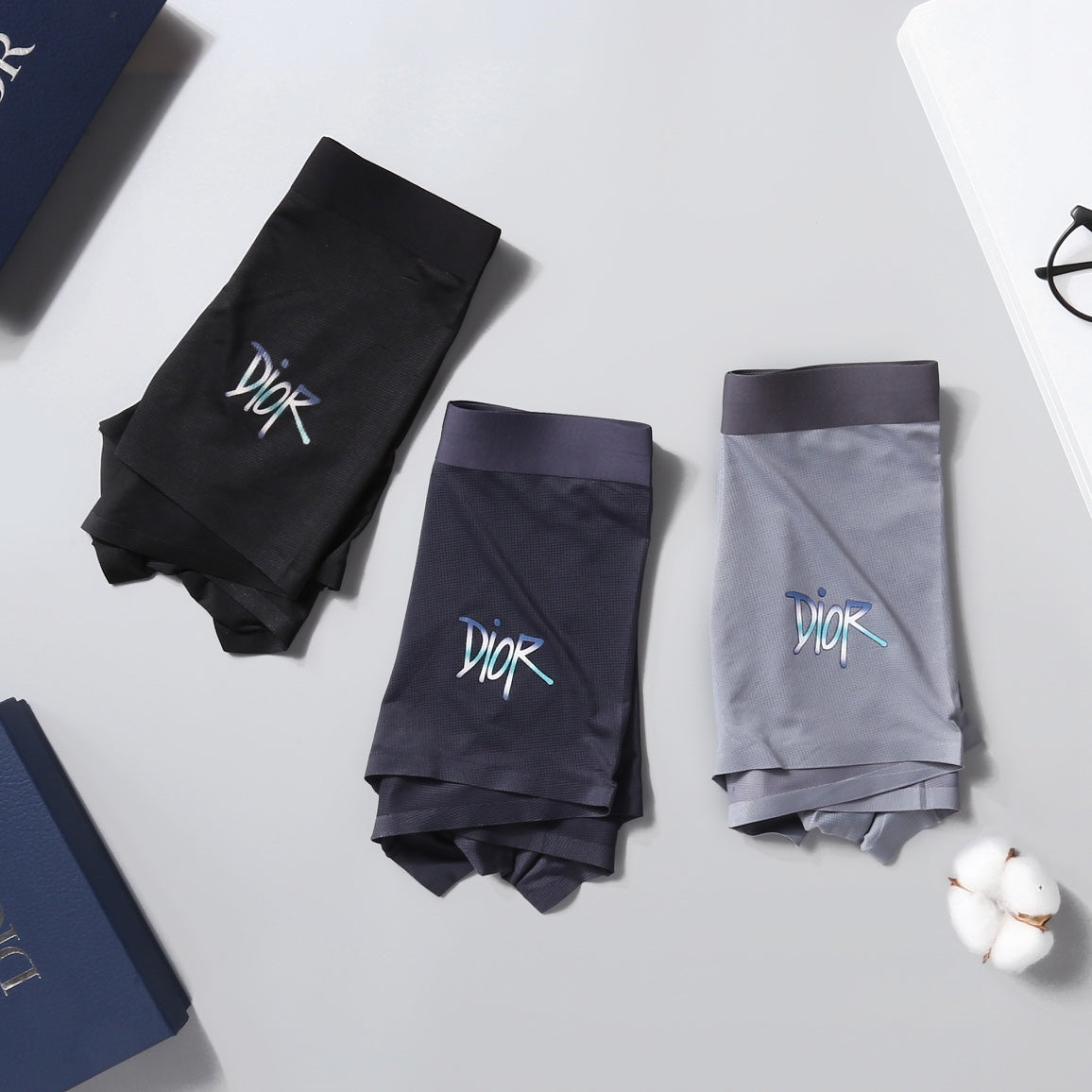 Dior Visible Colour, Waistband And Emblem Details Men's Boxer Briefs - 3-Piece Box