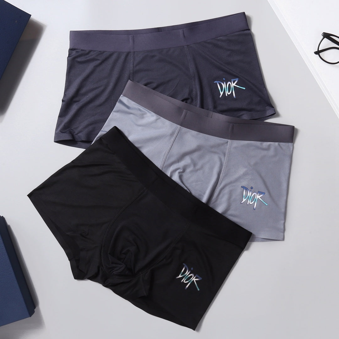 Dior Visible Colour, Waistband And Emblem Details Men's Boxer Briefs - 3-Piece Box