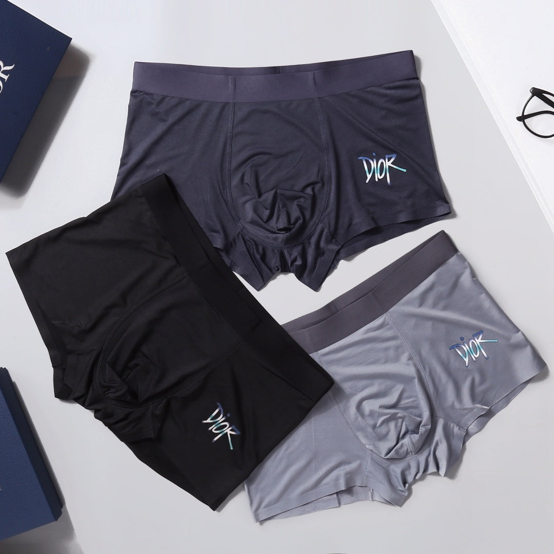 Dior Visible Colour, Waistband And Emblem Details Men's Boxer Briefs - 3-Piece Box