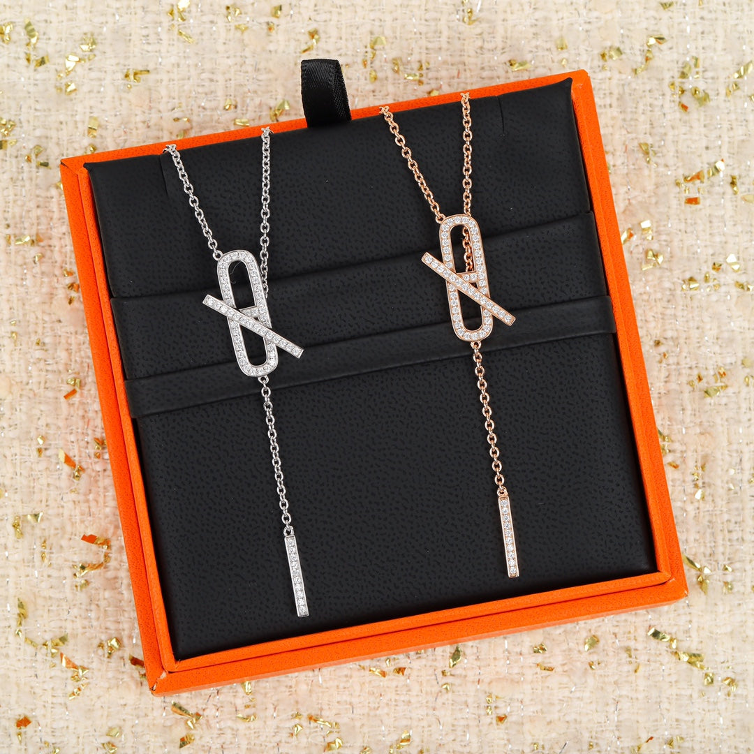 Martin Graham pendant necklace in polished metal-tone – front product view
