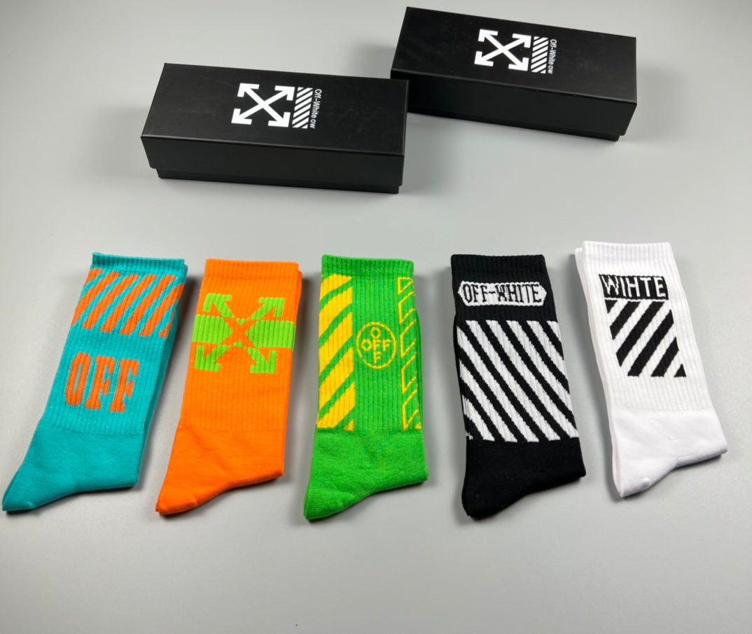 Off-White Graphic Details Crew Socks - 5-Pair Set