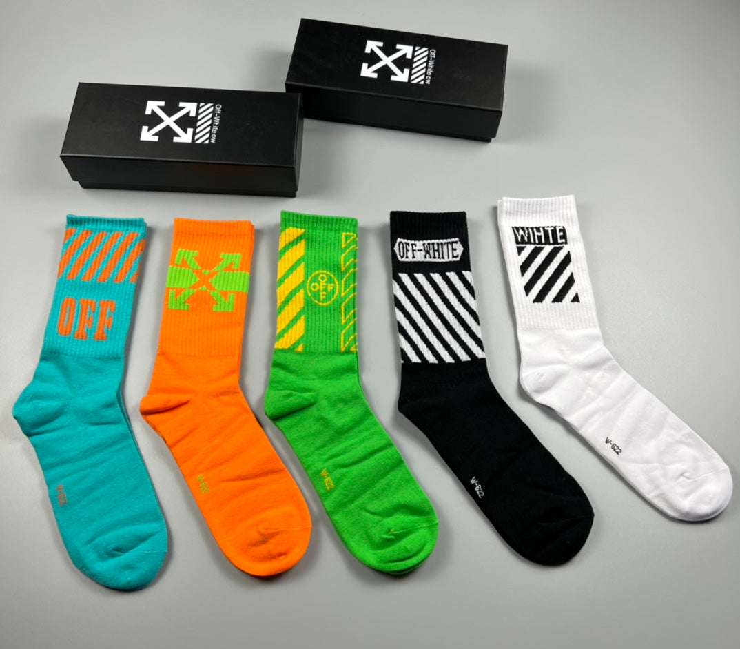 Off-White Cotton Crew Socks - 5-Pair Pack