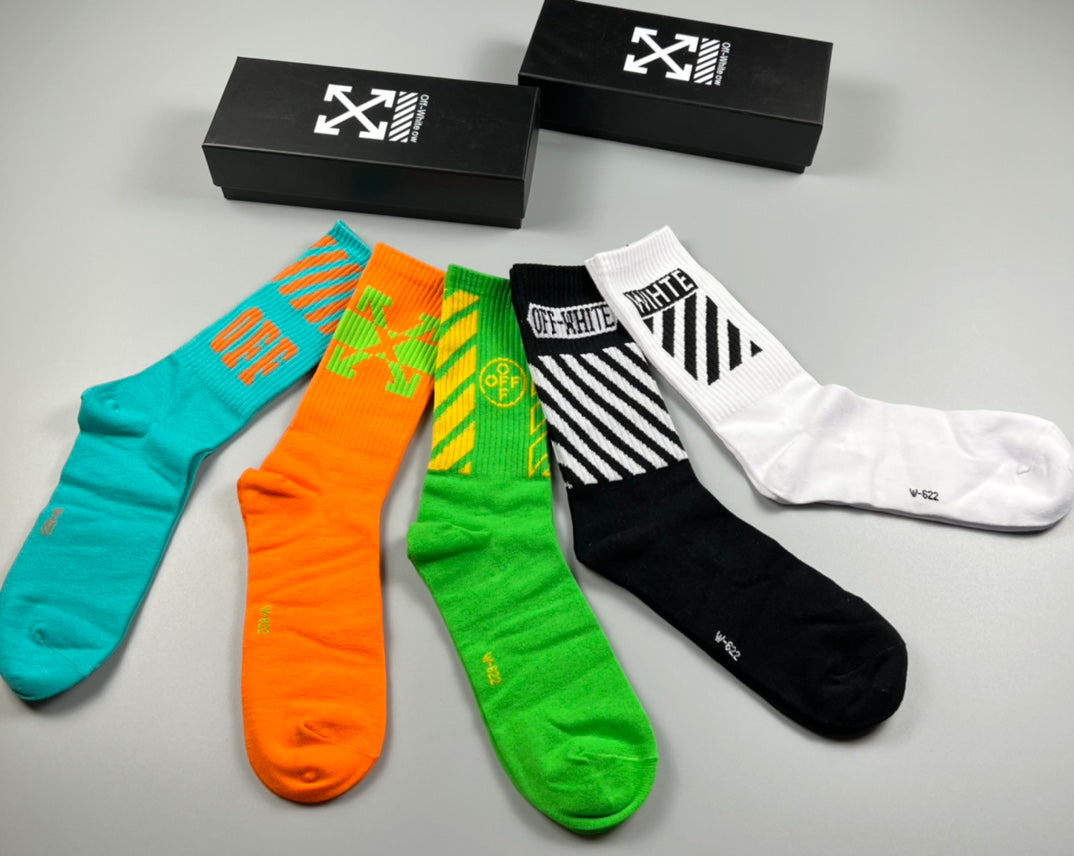 Off-White Graphic Details Crew Socks - 5-Pair Set