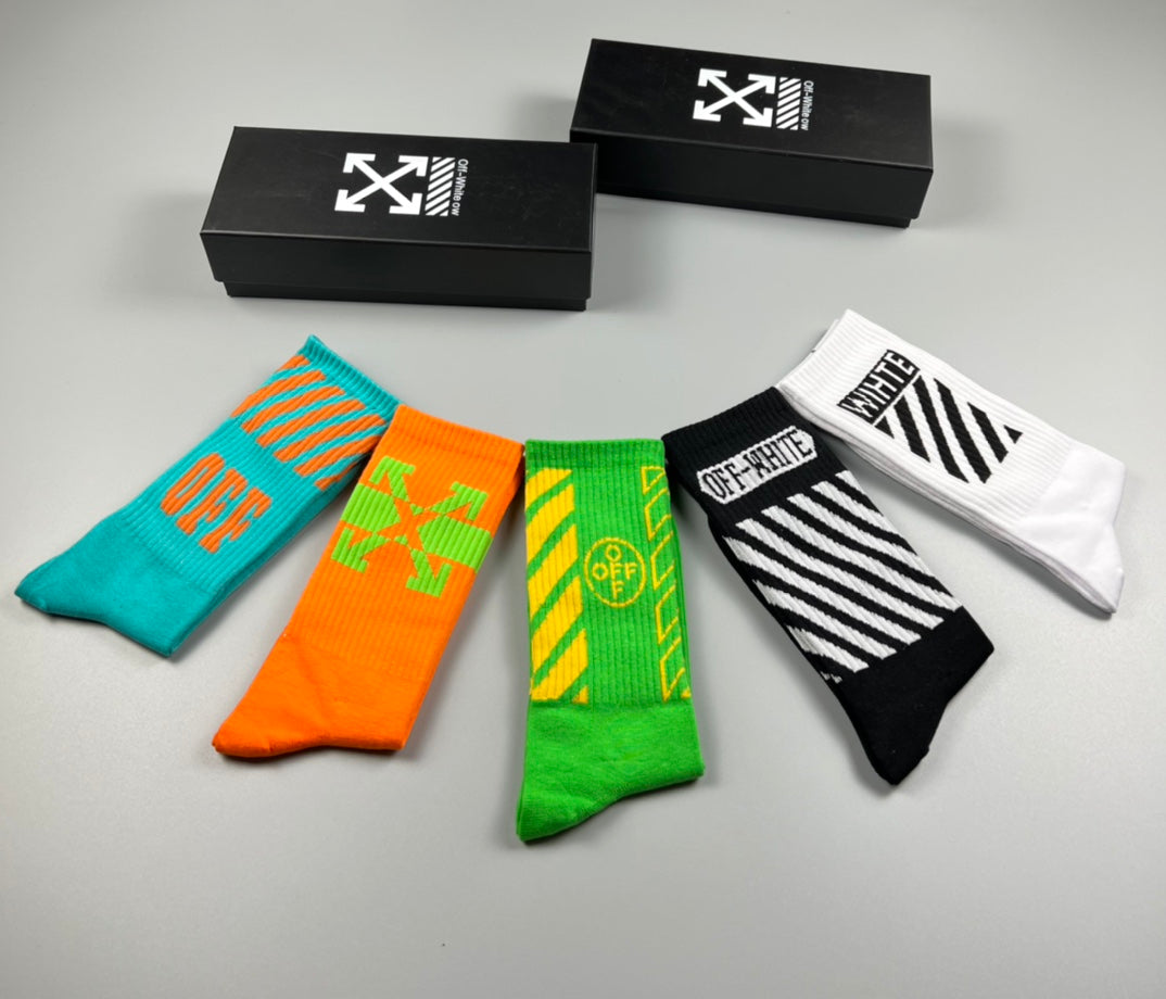 Off-White Cotton Crew Socks - 5-Pair Pack