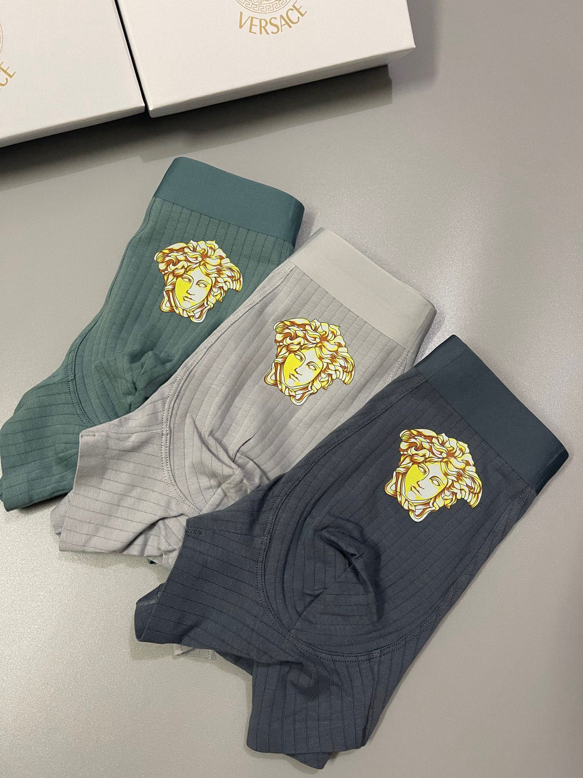 Versace Large Crest Details Men's Boxer Briefs - 3-Piece Box