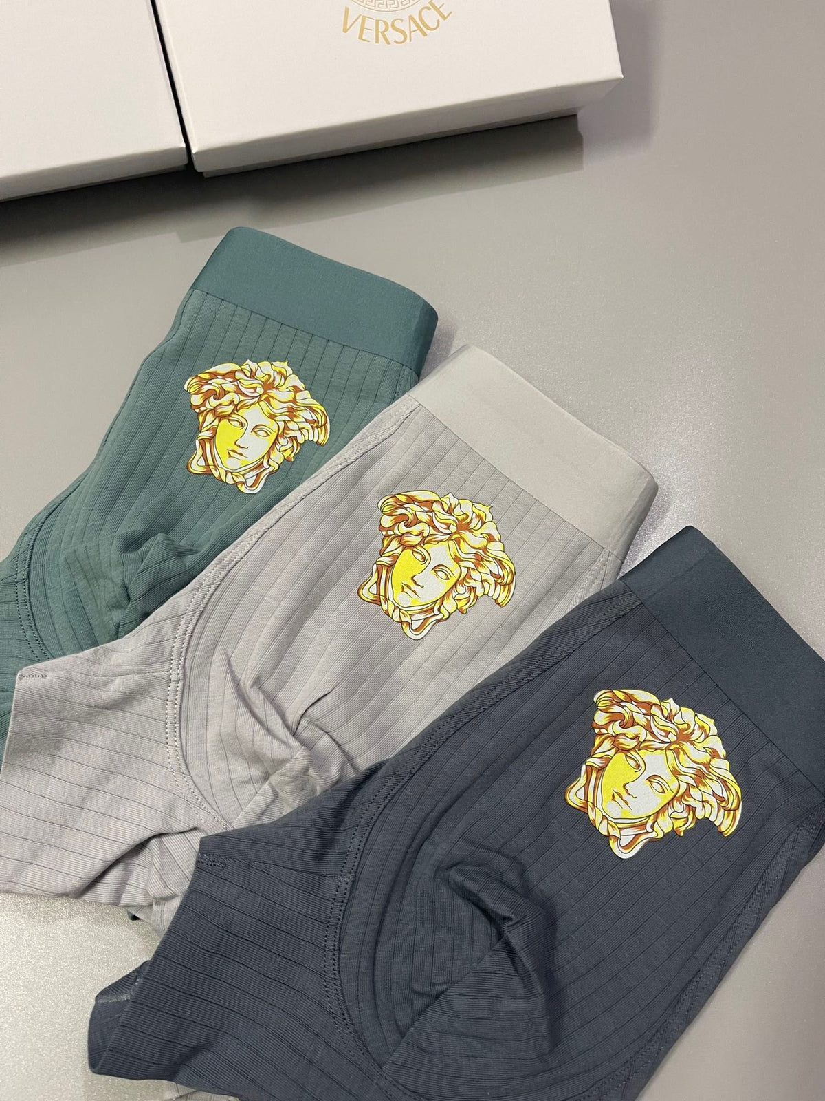 Versace Large Crest Details Men's Boxer Briefs - 3-Piece Box