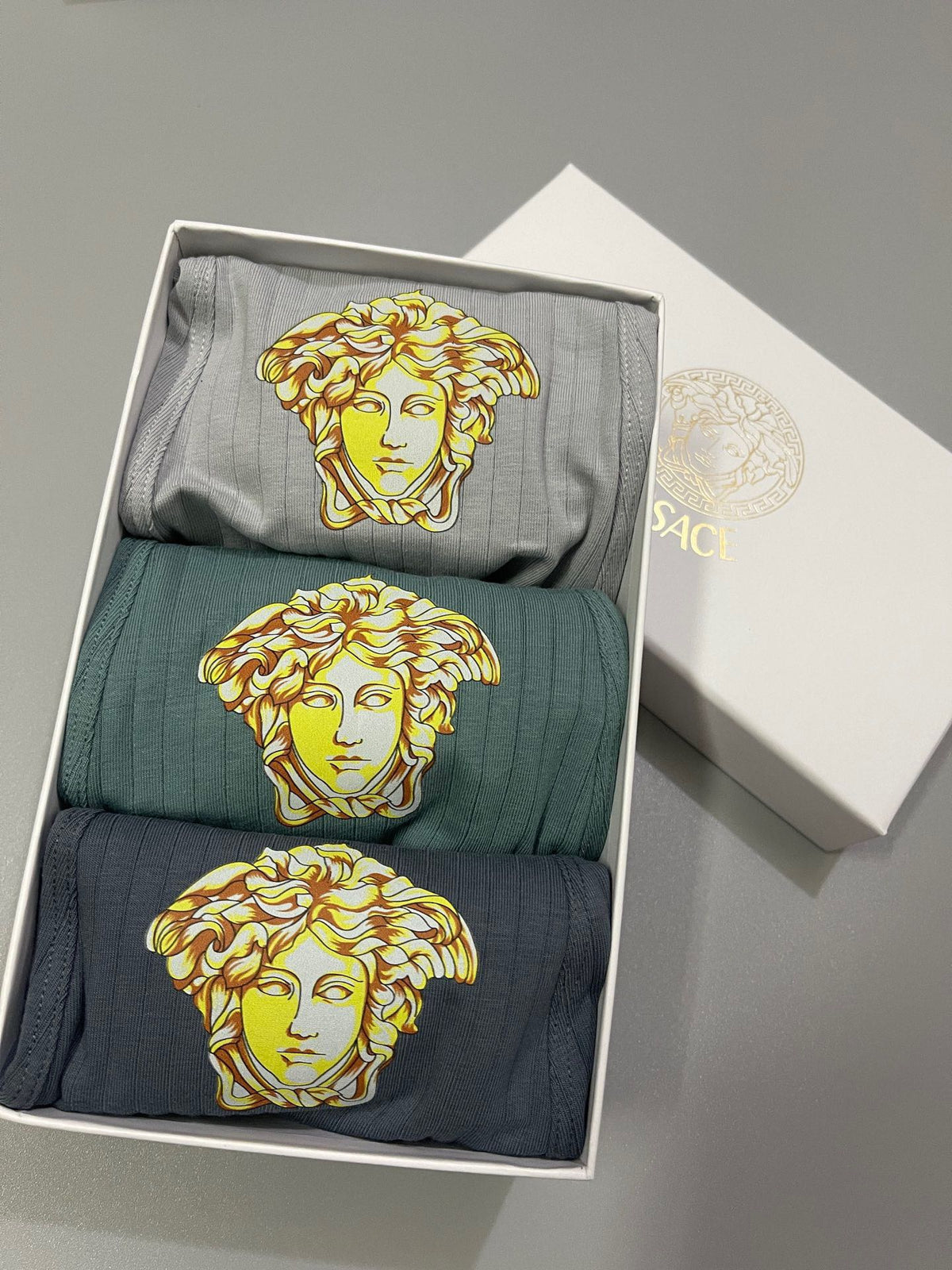 Versace Large Crest Details Men's Boxer Briefs - 3-Piece Box
