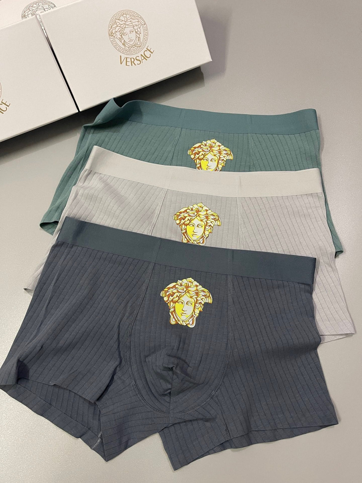 Versace Large Crest Details Men's Boxer Briefs - 3-Piece Box