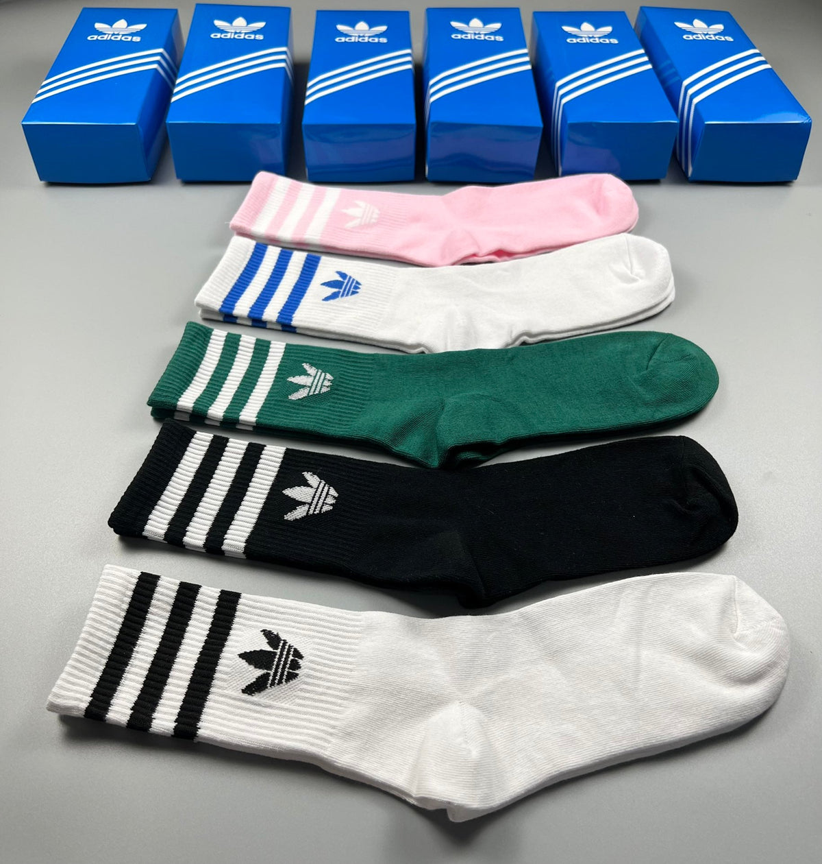 Adidas Cotton Visible Branded Cuff Or Emblem Details Crew Socks - 5-Pair Set