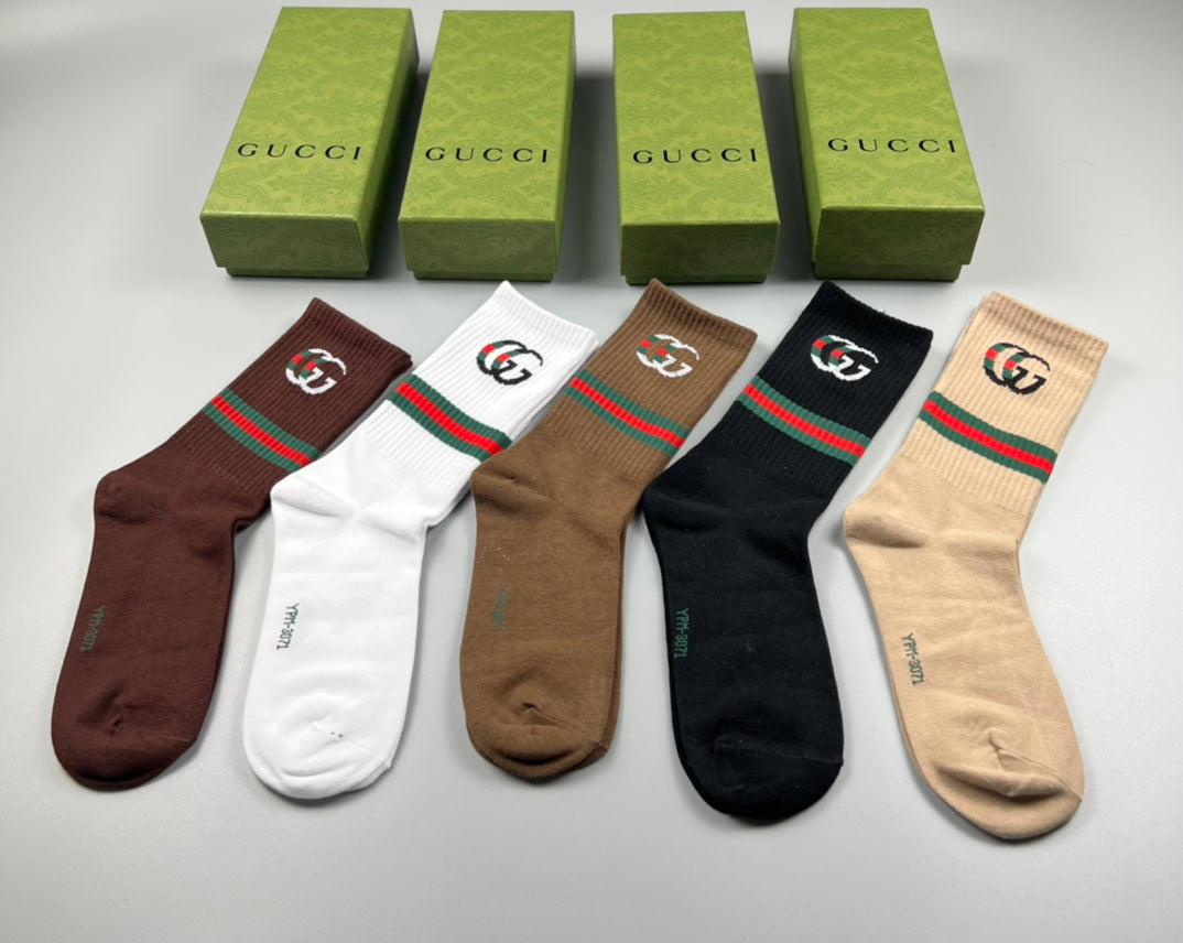 Gucci Cotton Crew Socks - 5-Pair Pack