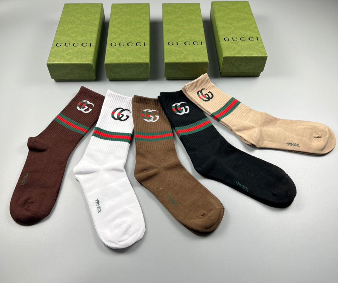 Gucci Cotton Crew Socks - 5-Pair Pack