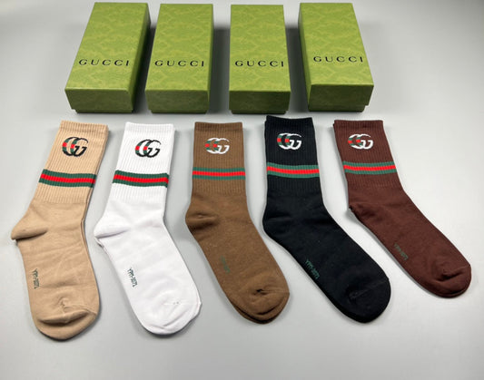 Gucci Cotton Crew Socks - 5-Pair Pack