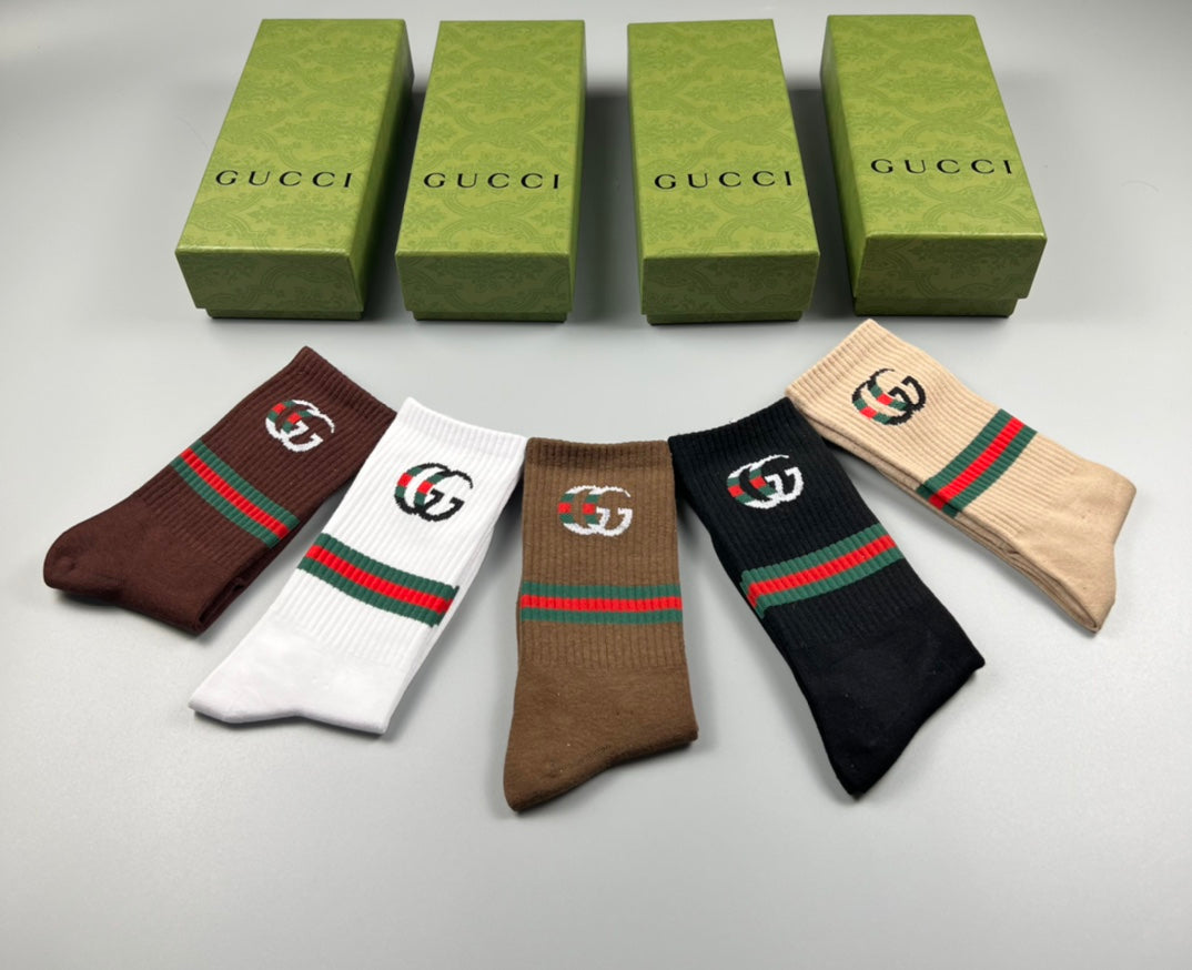 Gucci Cotton Crew Socks - 5-Pair Pack