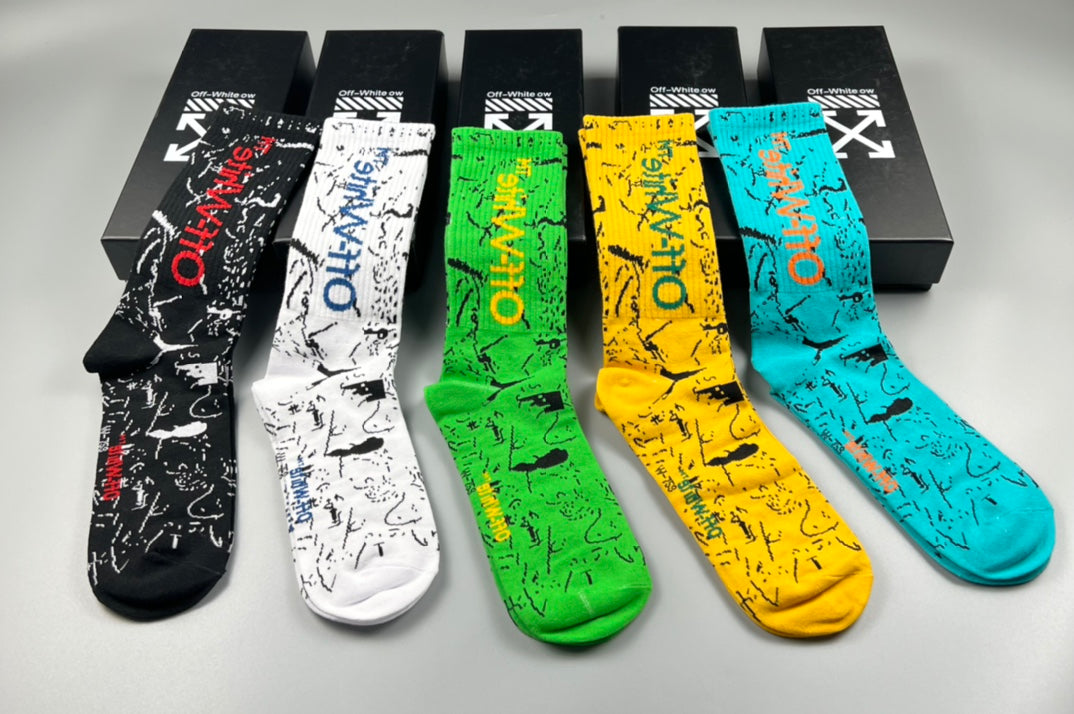 Off-White Cotton Crew Socks - 5-Pair Pack