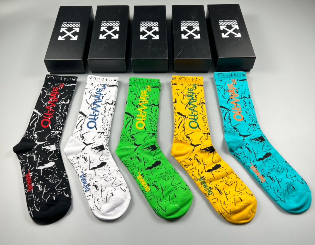 Off-White Cotton Crew Socks - 5-Pair Pack