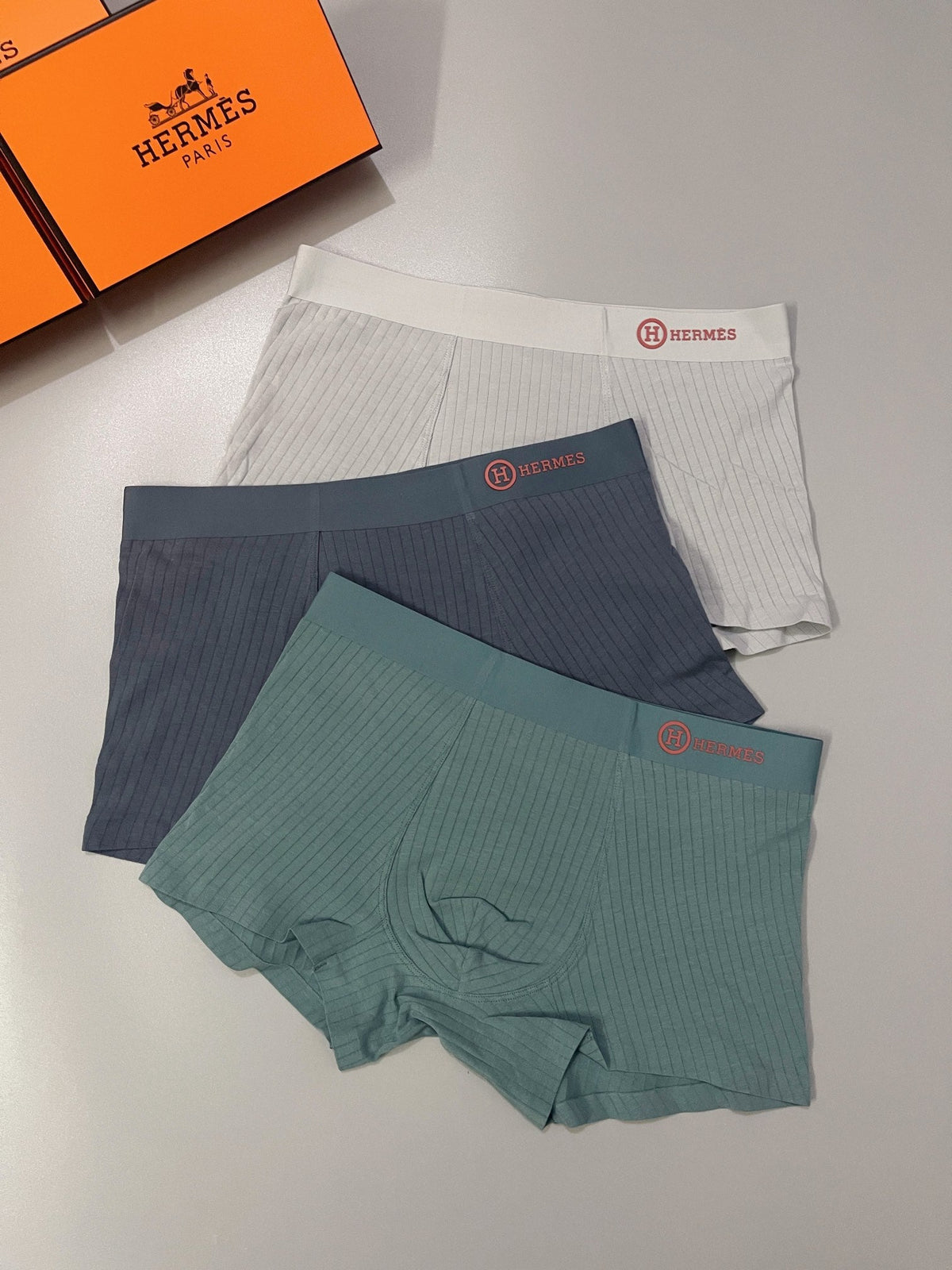 Hermes Cotton Men's Boxer Briefs - 3-Piece Box