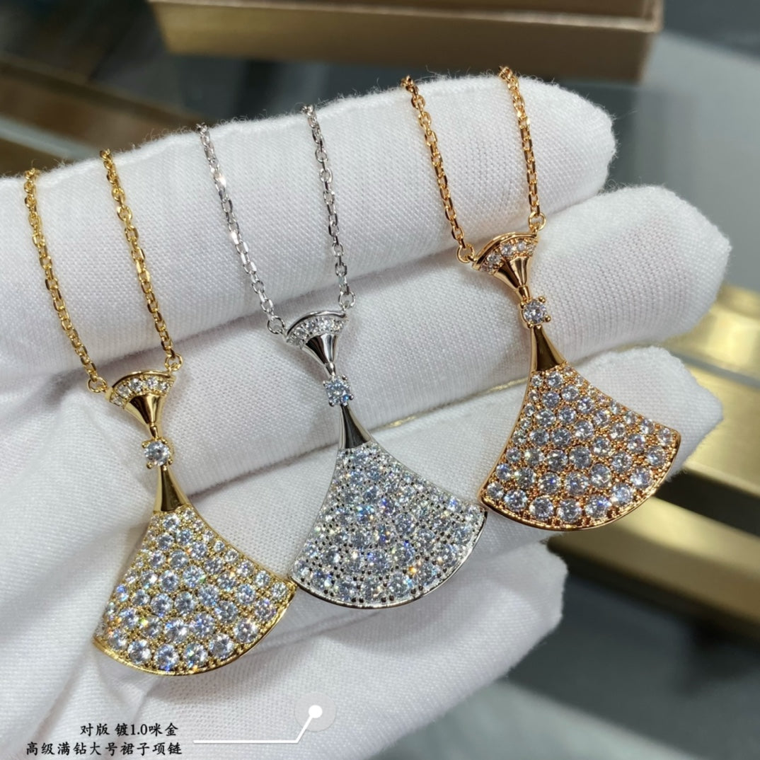 Martin Graham pendant necklace in polished metal-tone – front product view
