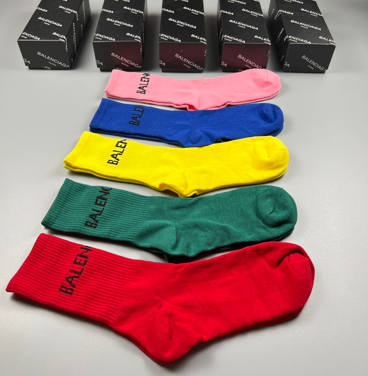Balenciaga Contrast Wordmarks Crew Socks - 5-Pair Set