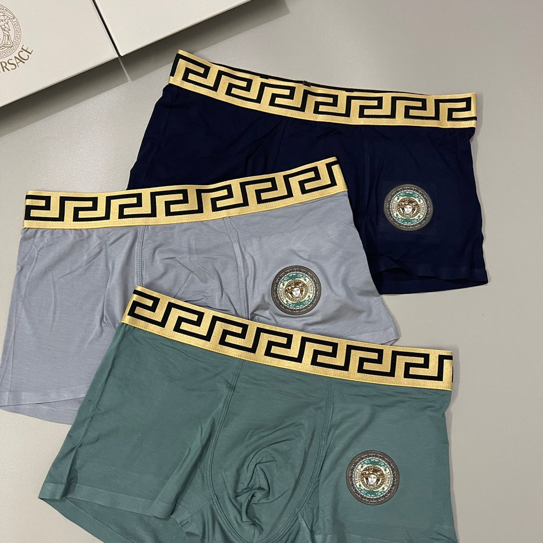 Versace Medallion Details Men's Boxer Briefs - 3-Piece Box
