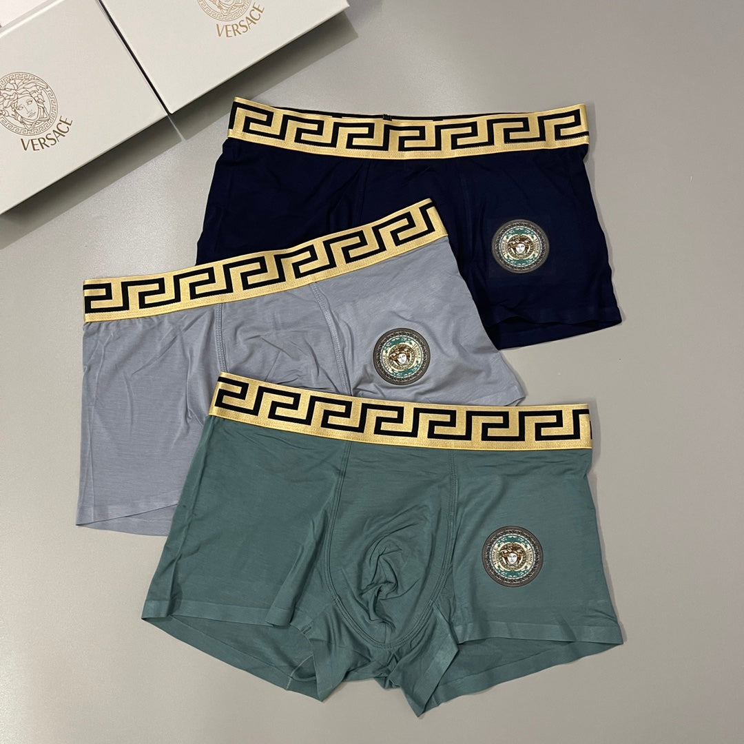Versace Medallion Details Men's Boxer Briefs - 3-Piece Box