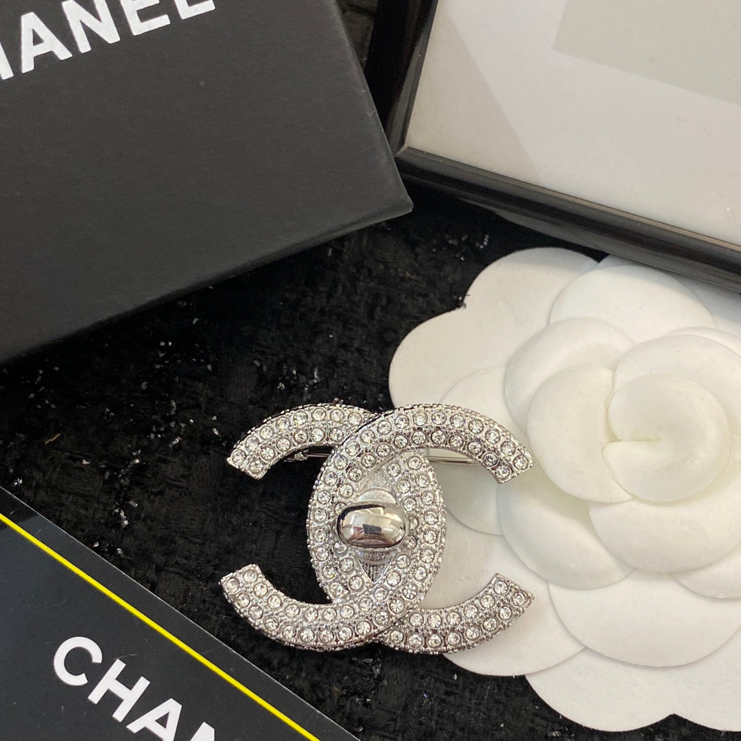 Martin Graham brooch in polished metal-tone – front product view