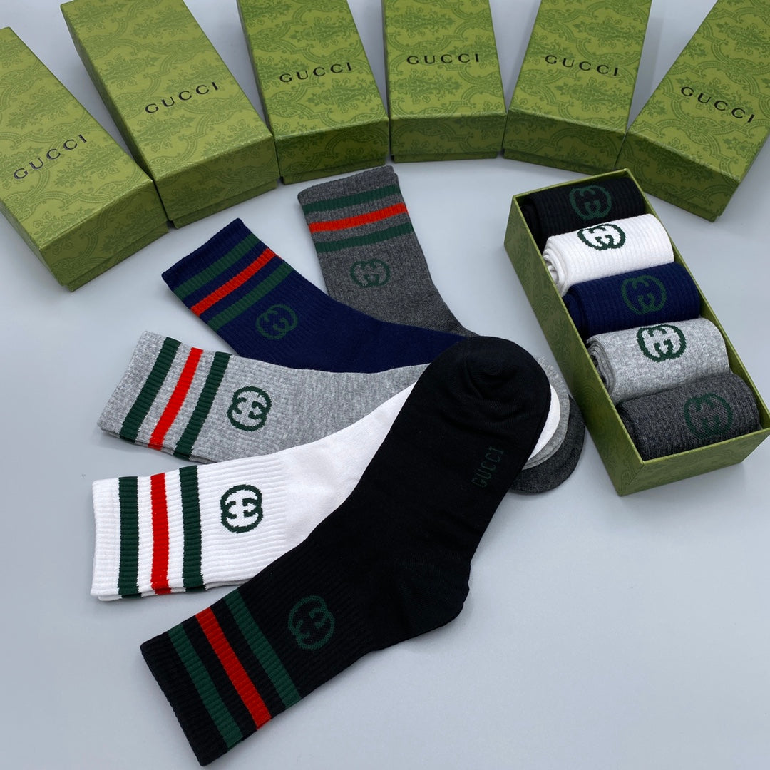 Gucci Striped Cuffs Crew Socks - 5-Pair Set