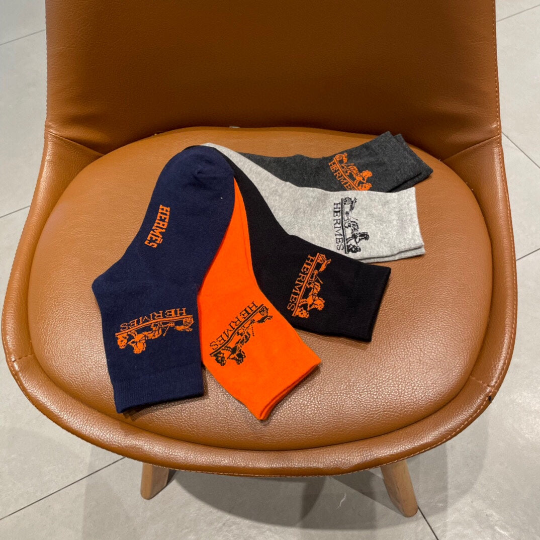 Hermes Equestrian-Inspired Graphics Crew Socks - 5-Pair Set