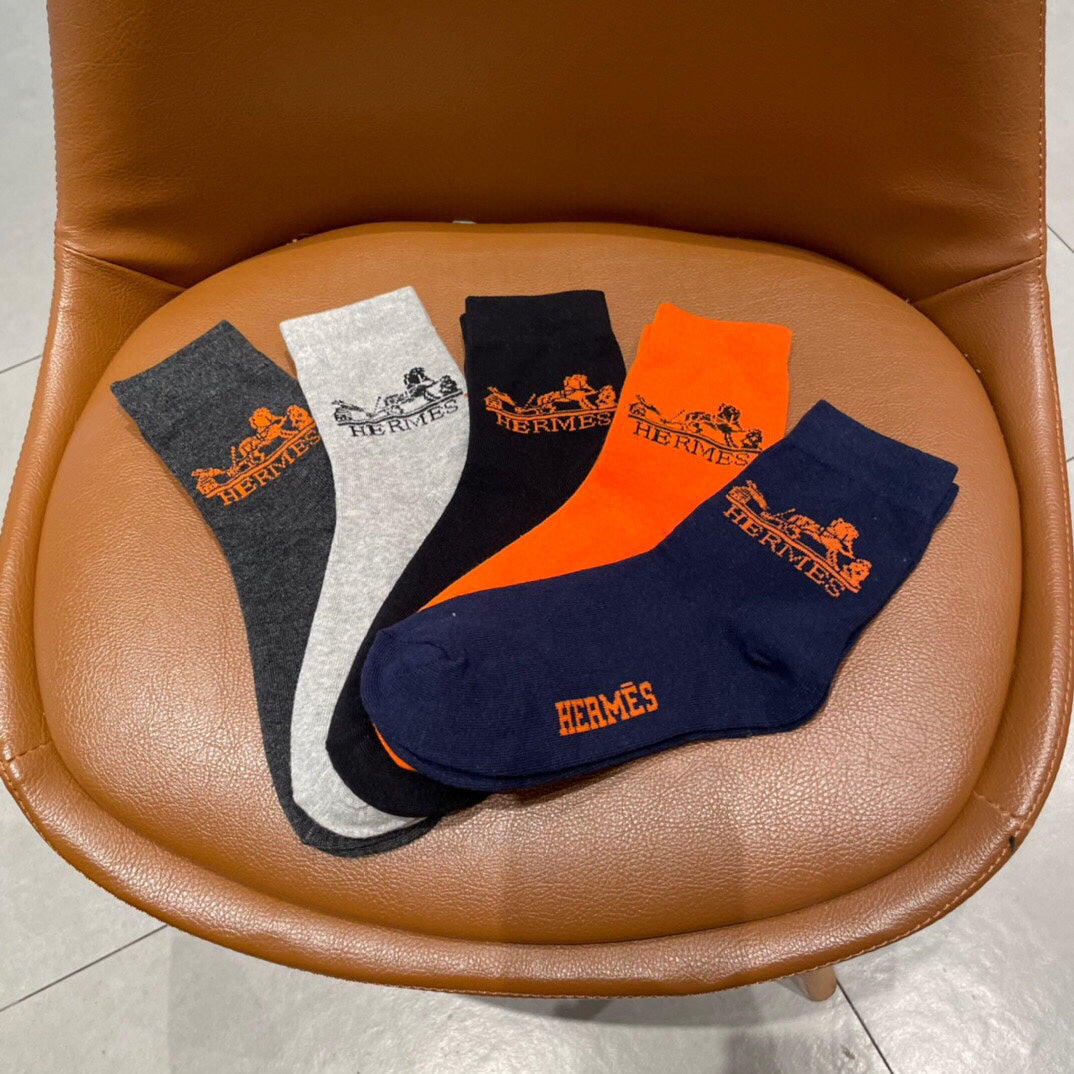 Hermes Horse Graphics Crew Socks - 5-Pair Set