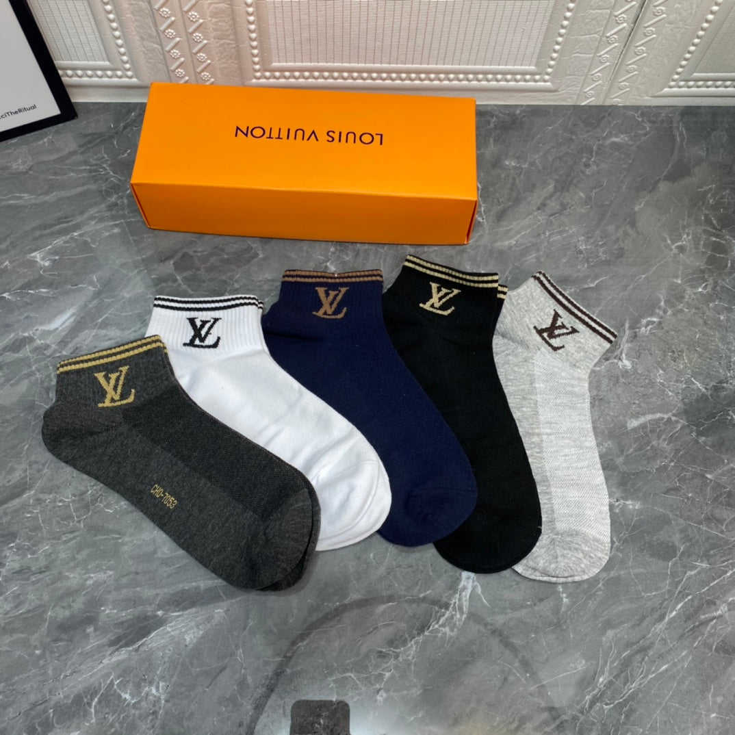 Louis Vuitton Small Initial Details Ankle Socks - 5-Pair Set