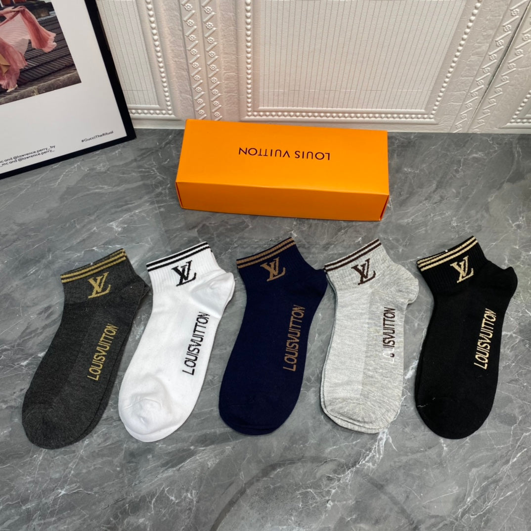 Louis Vuitton Small Initial Details Ankle Socks - 5-Pair Set