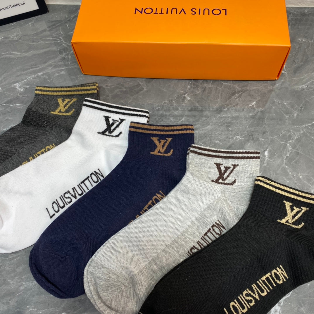 Louis Vuitton Small Initial Details Ankle Socks - 5-Pair Set