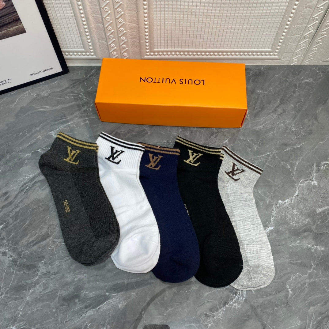 Louis Vuitton Small Initial Details Ankle Socks - 5-Pair Set