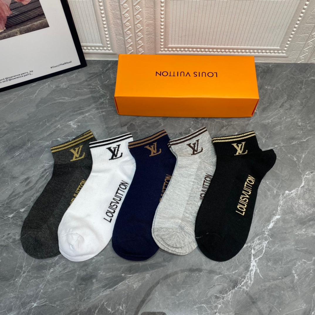 Louis Vuitton Small Initial Details Ankle Socks - 5-Pair Set