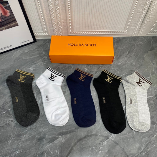 Louis Vuitton Clean Wordmark Details Crew Socks - 5-Pair Set
