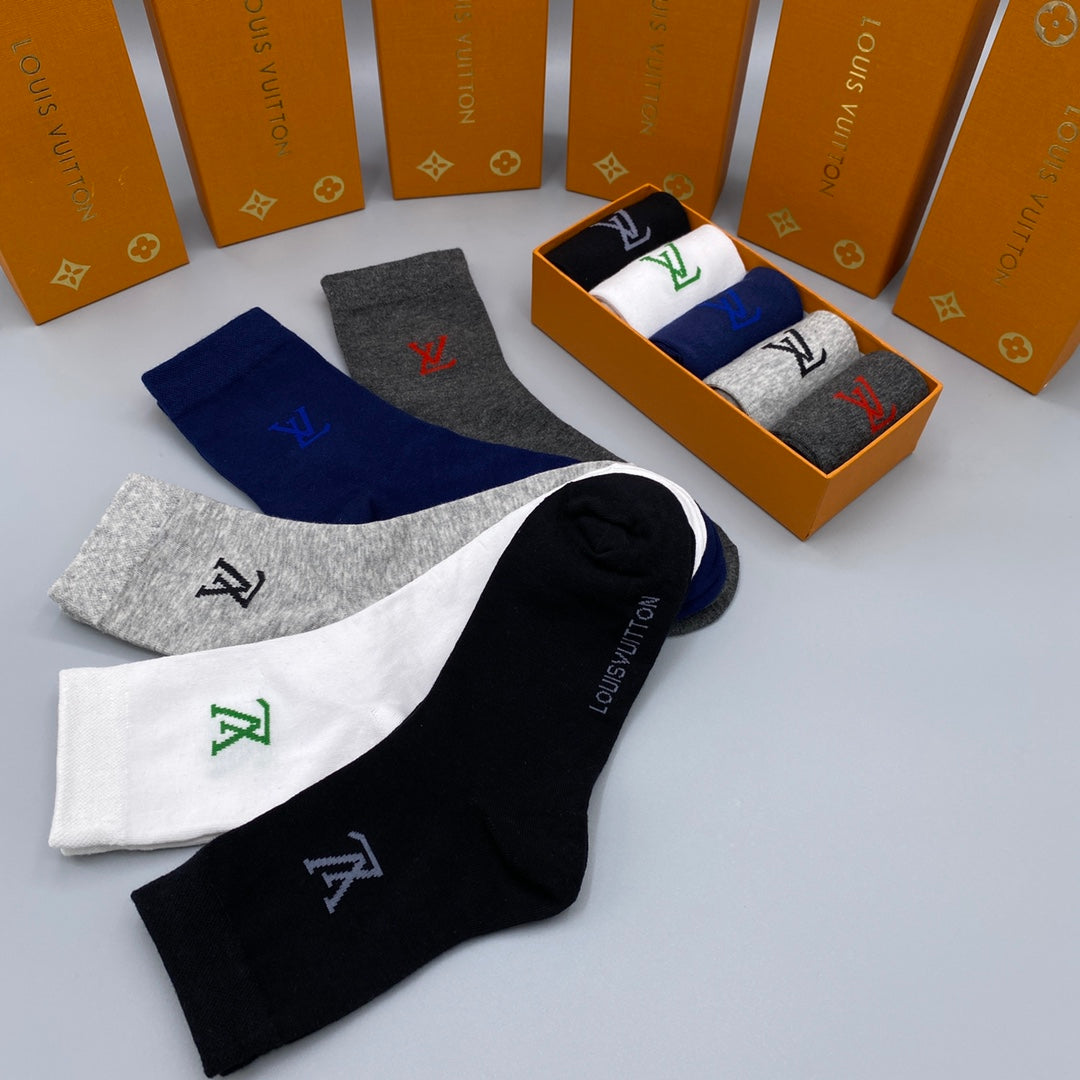 Louis Vuitton Small Initial Details Crew Socks - 5-Pair Set