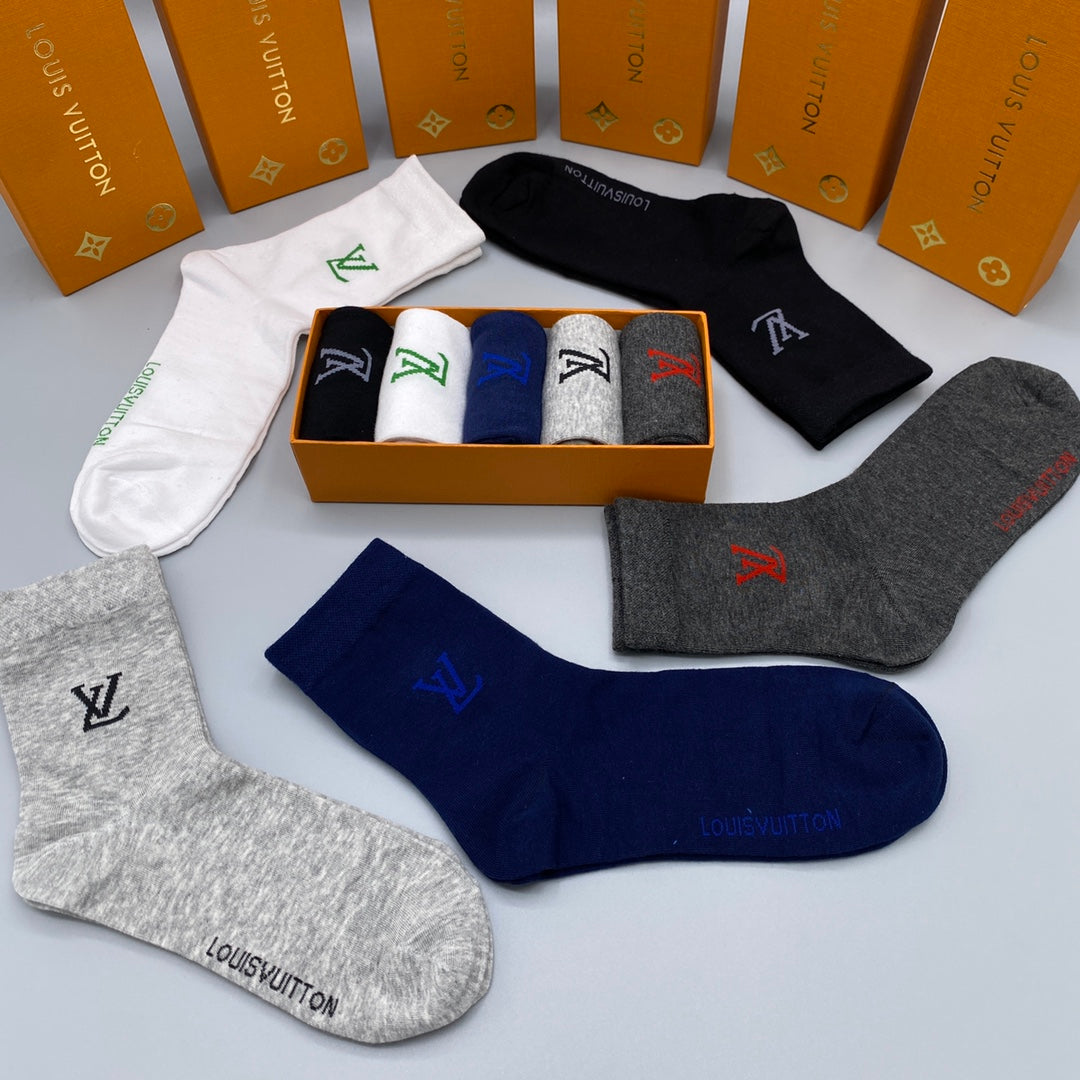 Louis Vuitton Colourful Initial Details Ankle Socks - 5-Pair Set