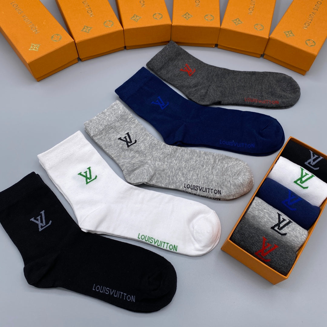 Louis Vuitton Small Initial Details Crew Socks - 5-Pair Set
