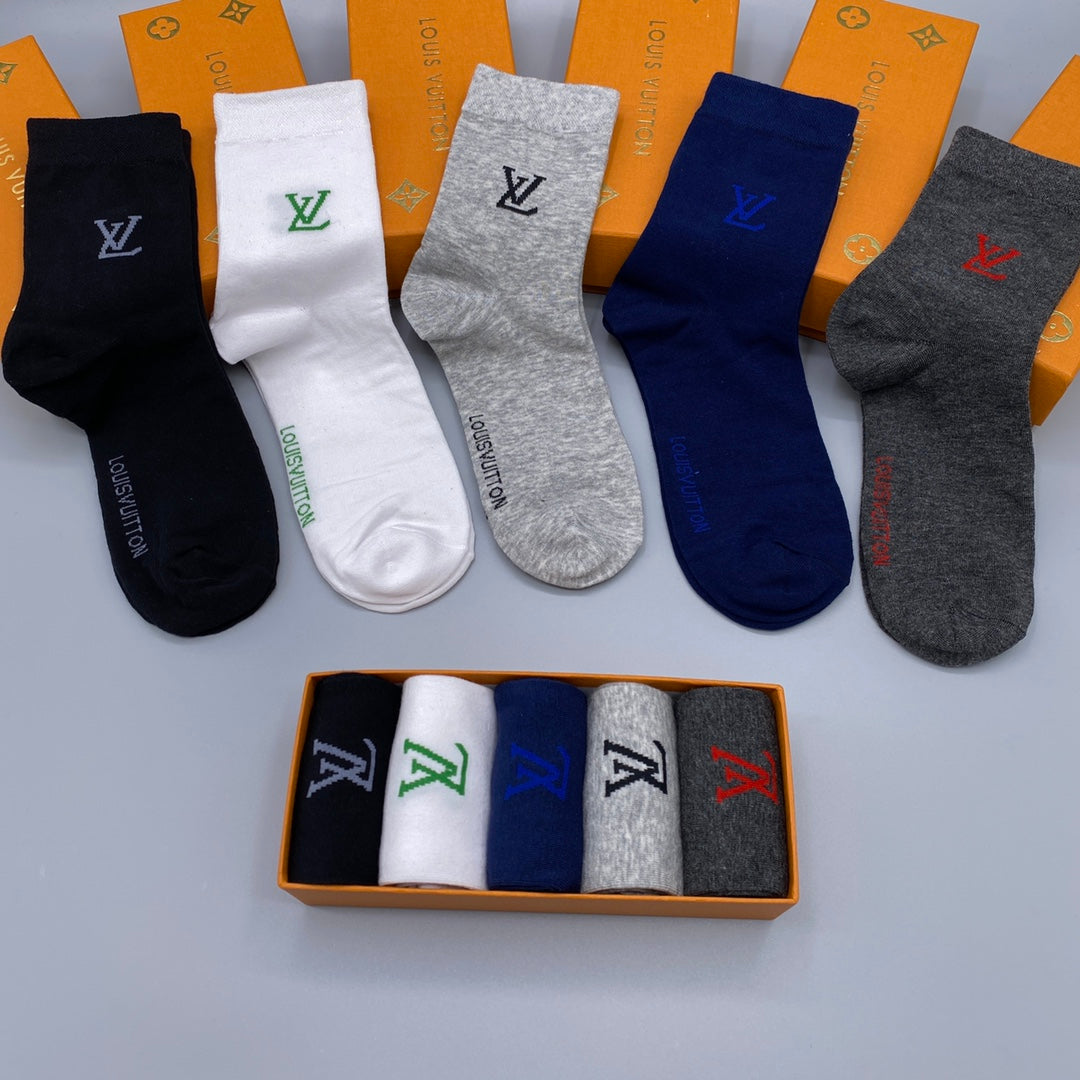 Louis Vuitton Logo Crew Socks - 5-Pair Box