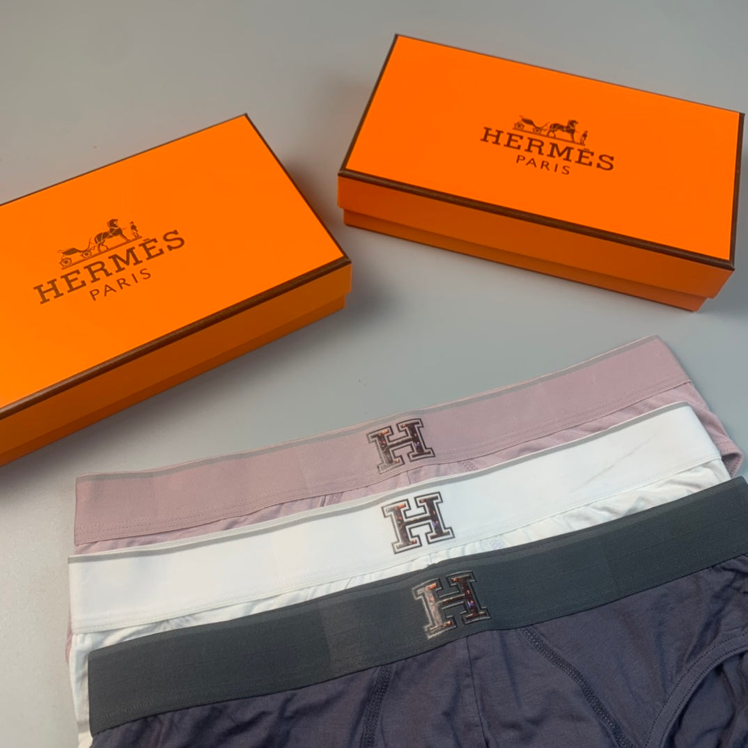 Hermes Clean Logo Waistbands Men's Briefs - 3-Piece Box