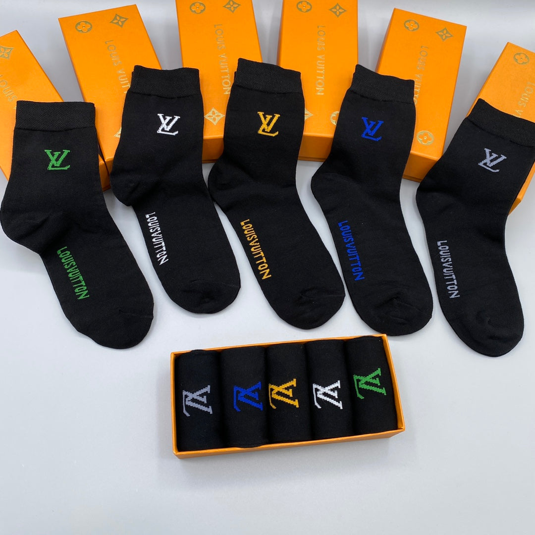 Louis Vuitton Colourful Initial Details Ankle Socks - 5-Pair Set