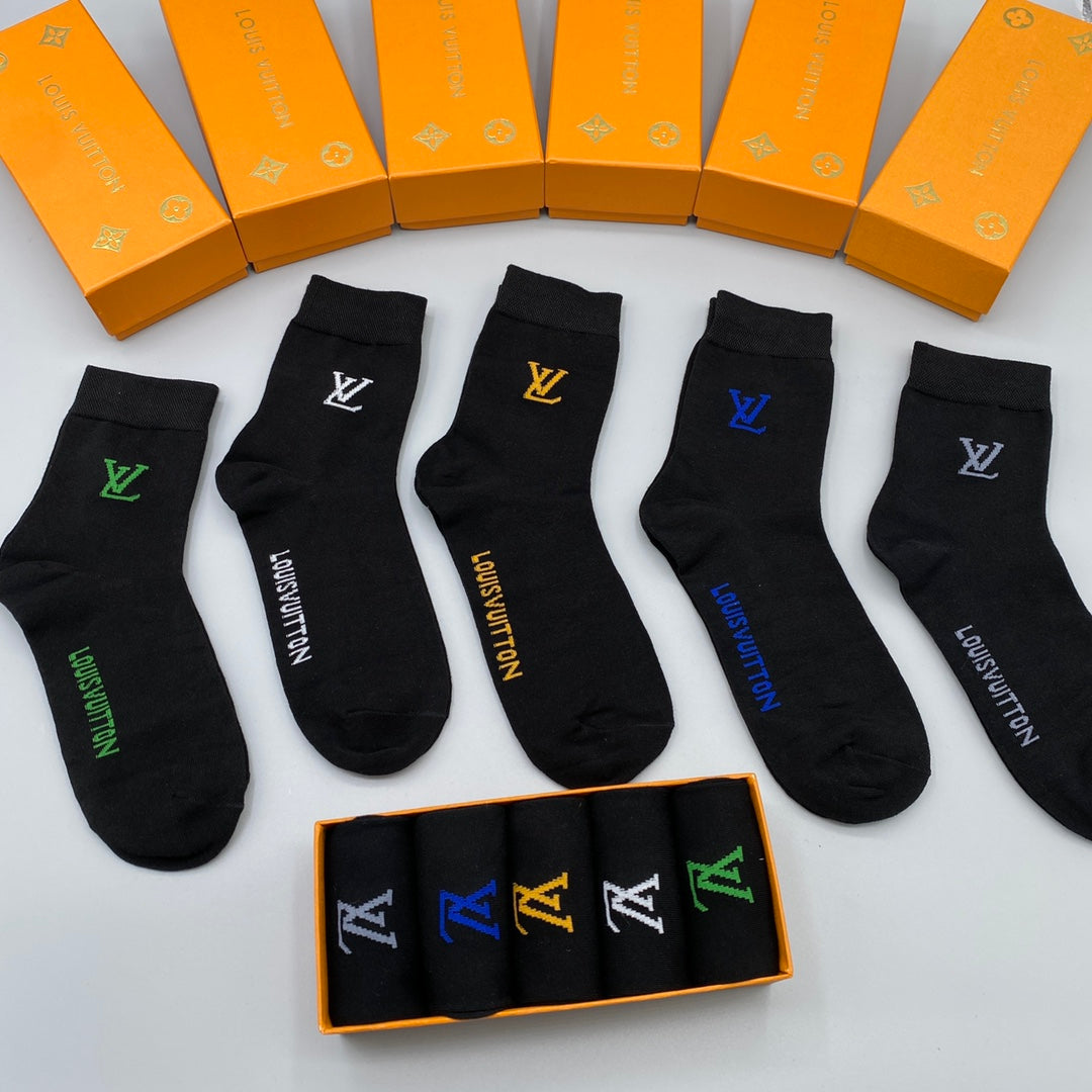 Louis Vuitton Colourful Initial Details Ankle Socks - 5-Pair Set