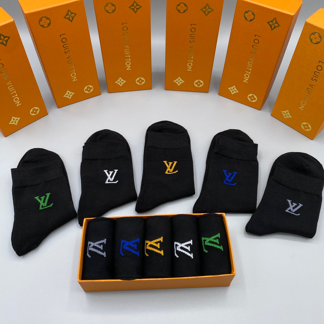 Louis Vuitton Colourful Initial Details Ankle Socks - 5-Pair Set